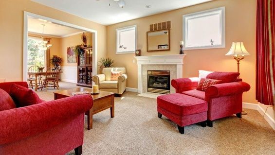 Living room with carpet on the floor