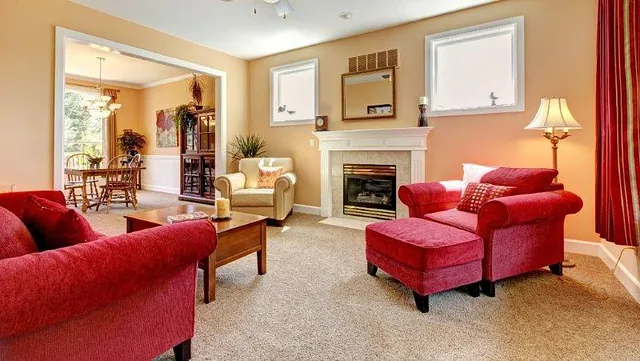 Living room with carpet on the floor