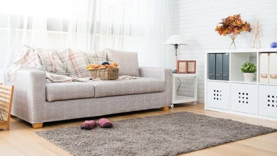 Living room with rug on the floor